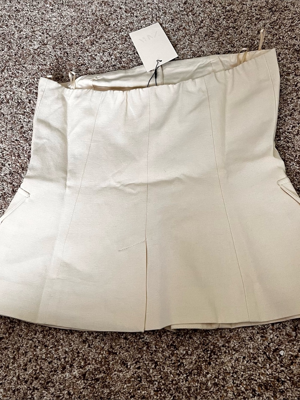 ZARA Buttoned Vest Top Vanilla Linen Blend Strapless Waistcoat XS NWT Summer - Picture 9 of 9